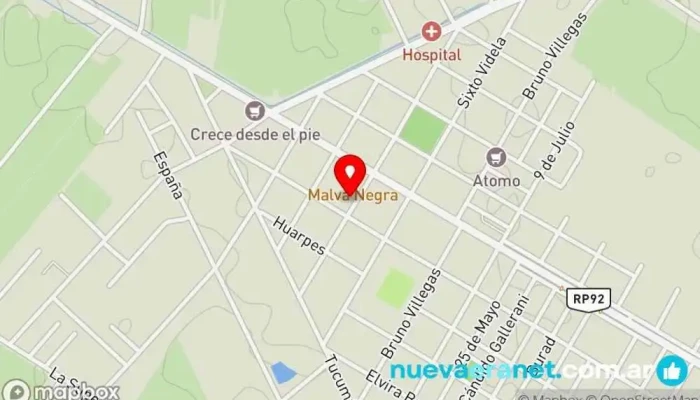 mapa de Panadería a mi me Gusta Panadería en San Carlos