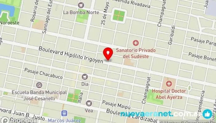 mapa de Panaderia El Sol Panadería en Marcos Juárez