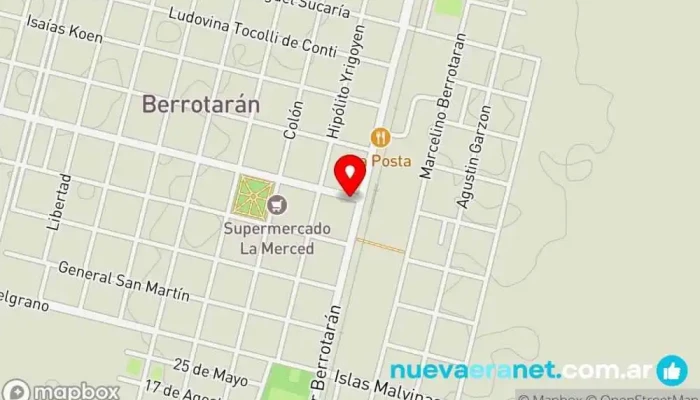 mapa de Panaderia La Primera Modelo Comercio en Berrotarán