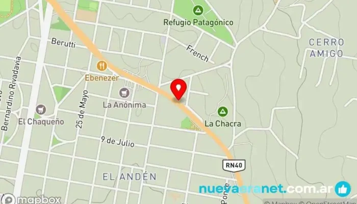 mapa de Panadería La Tribu Panadería en El Bolsón