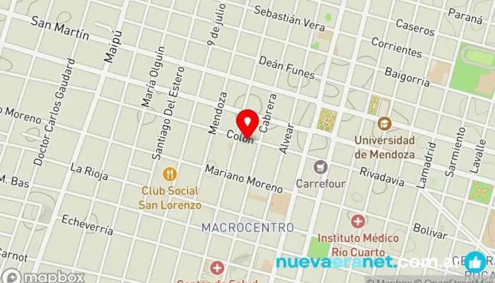 mapa de Panadería Panadería en Río Cuarto