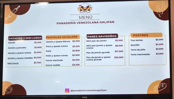 Panaderia Venezolana Galipan -  Carta - Cdad. Autónoma de Buenos Aires