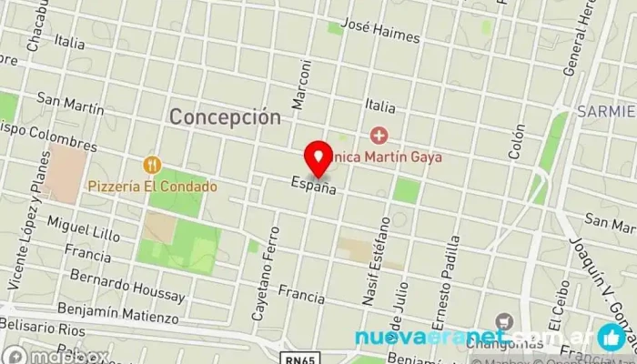 mapa de Panadería y cafetería Valentino Dulce Panadería en Concepción