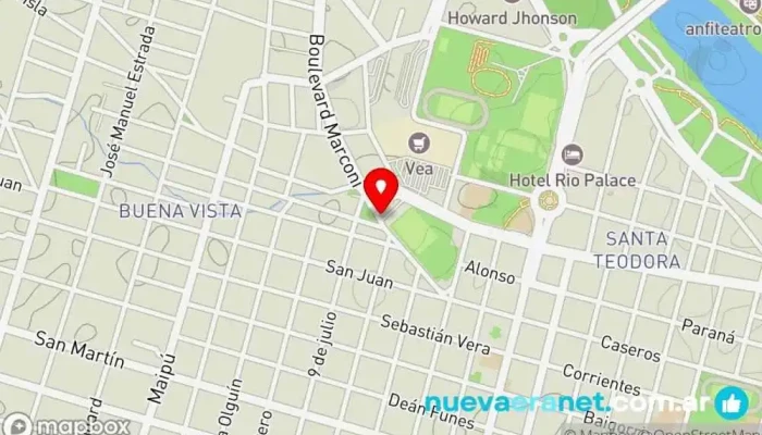 mapa de Panaderías Dos Banderas Panadería en Río Cuarto