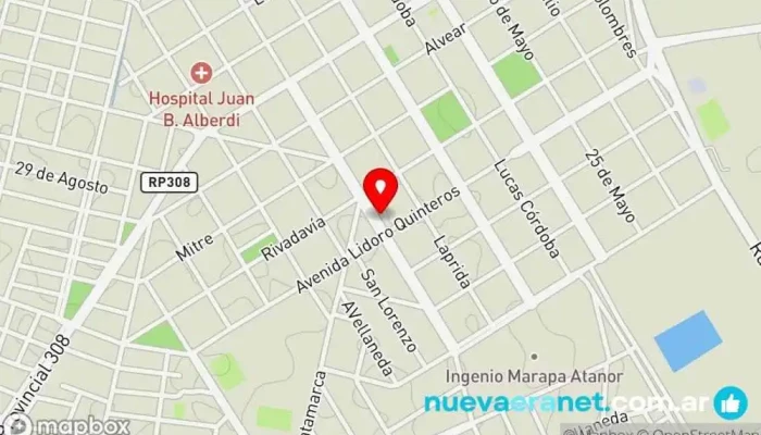 mapa de Panificación San Nicolas Panadería, Tienda de galletas en Juan Bautista Alberdi