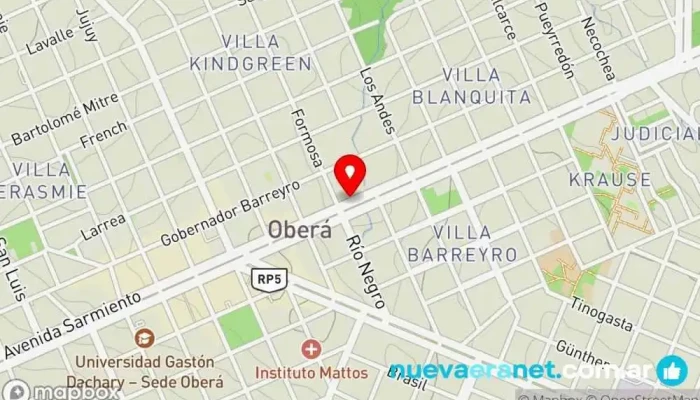 mapa de Panificados Mayra Panadería en Oberá