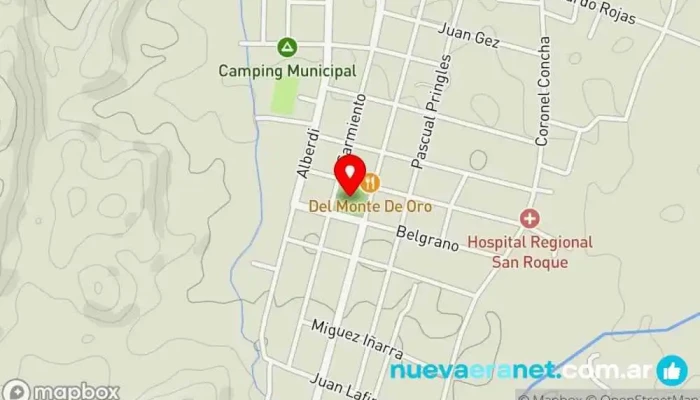mapa de Plaza Pringles Parque, Atracción turística en San Francisco del Monte de Oro