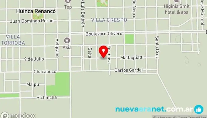 mapa de Premoldeados Huinca Empresa de hormigonado, Tienda de materiales para la construcción en Huinca Renanco