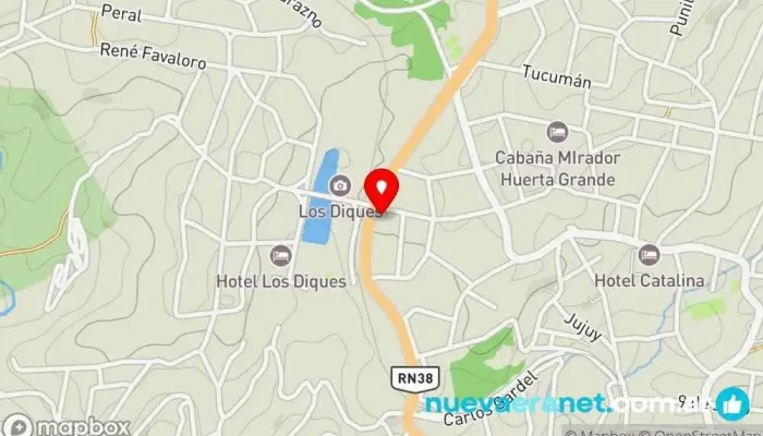 mapa de Quinteros Construcciones Tienda de materiales para suelos en Huerta Grande