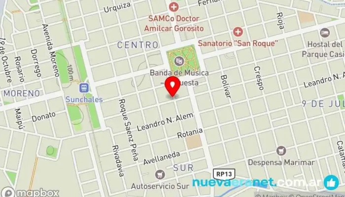 mapa de RC Construye S.A. Comercio, Proveedor de materiales de construcción, Ferretería en Sunchales