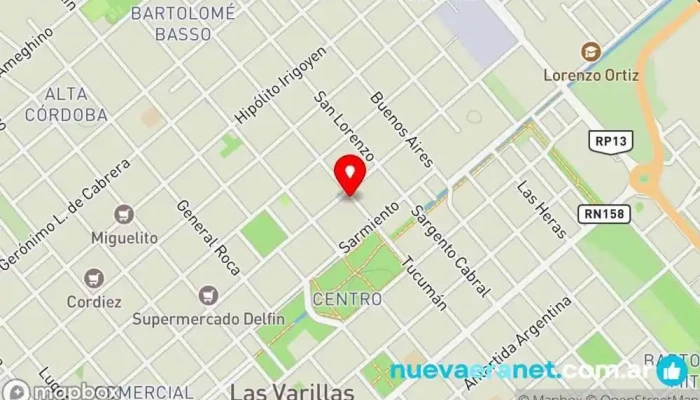 mapa de Rotiseria Vírgen del Valle Restaurante de comida rápida en Las Varillas