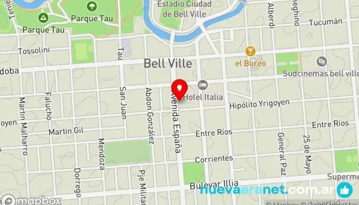 mapa de Villa Dulce Pastelería, Cafetería en Bell Ville